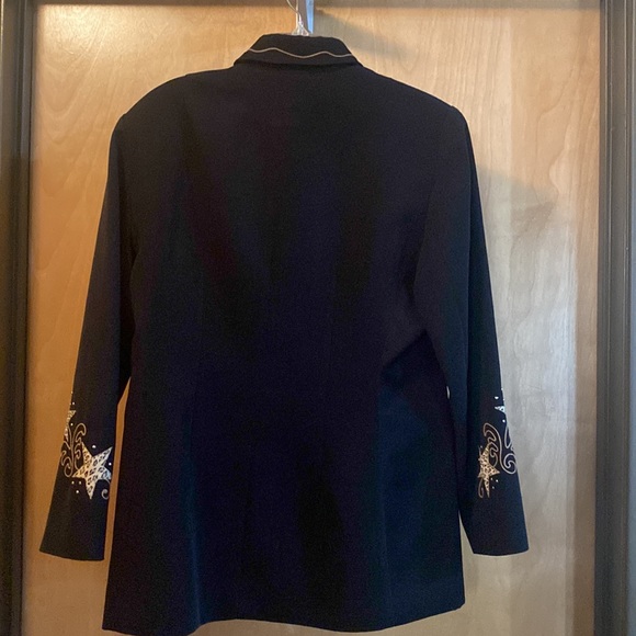 Scully By Marsha Wright Black Vintage Blazer with Leopard Print Stars; size L - Picture 6 of 10